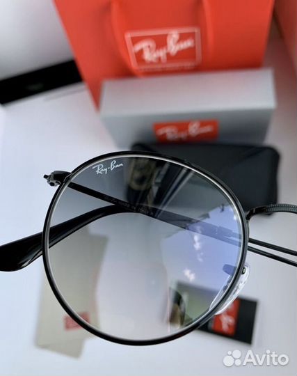 Очки ray ban round metal пепельные