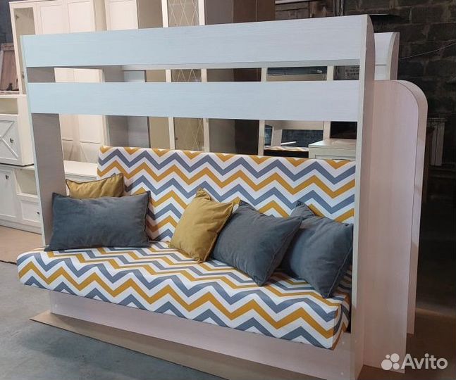 Кровать двухъярусная с диваном Бодега светлый