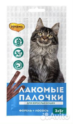 Мнямс лакомые палочки 13,5 см для кошек с форелью