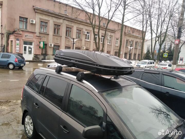 Бокс на крышу Магнум 420 черный глянец с крабами