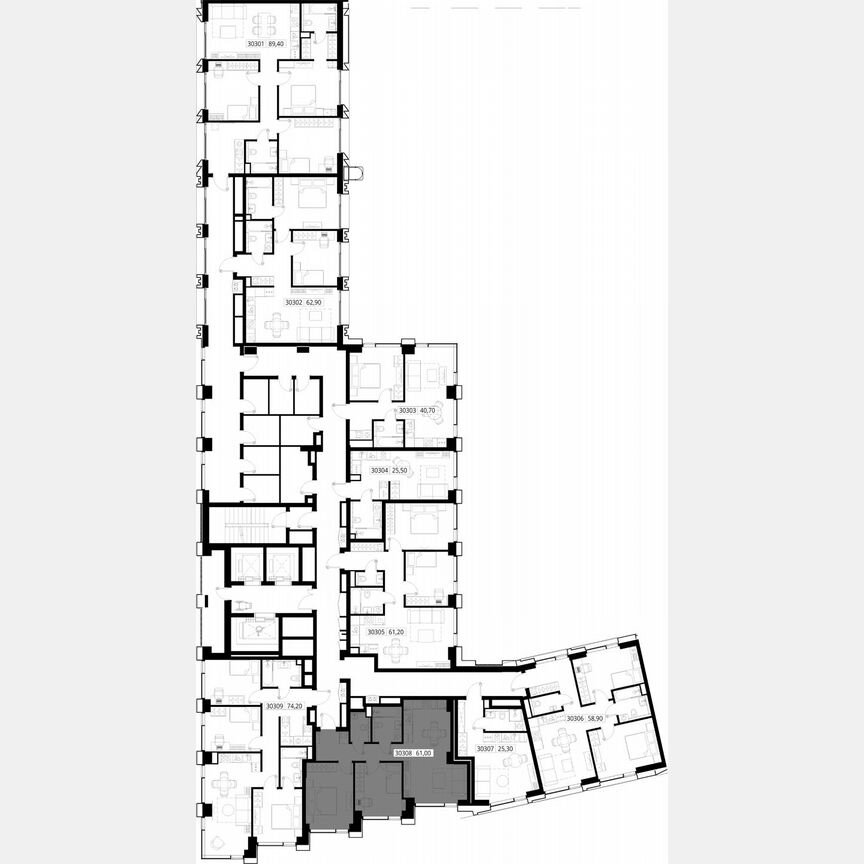 2-к. квартира, 61 м², 3/28 эт.