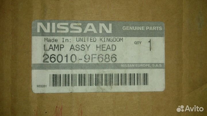 Фара правая 260109F686 nissan primera 1999-2001