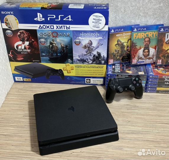 Sony PS4 Slim 1TB PlayStation 4 Гарантия + 40 Игр