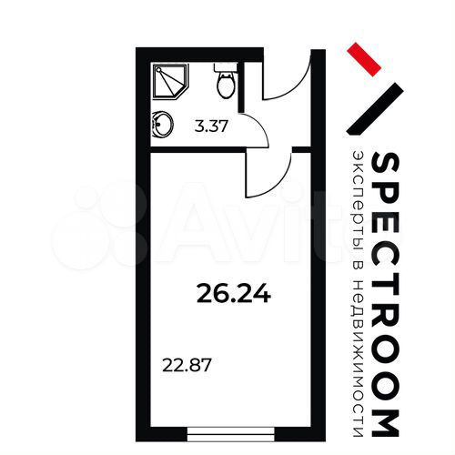 Апартаменты-студия, 26,2 м², 5/8 эт.