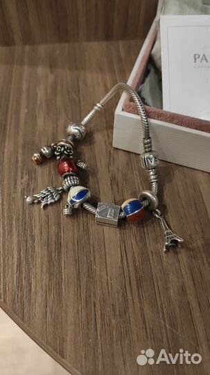 Серебряный браслет Pandora с шармами, оригинал