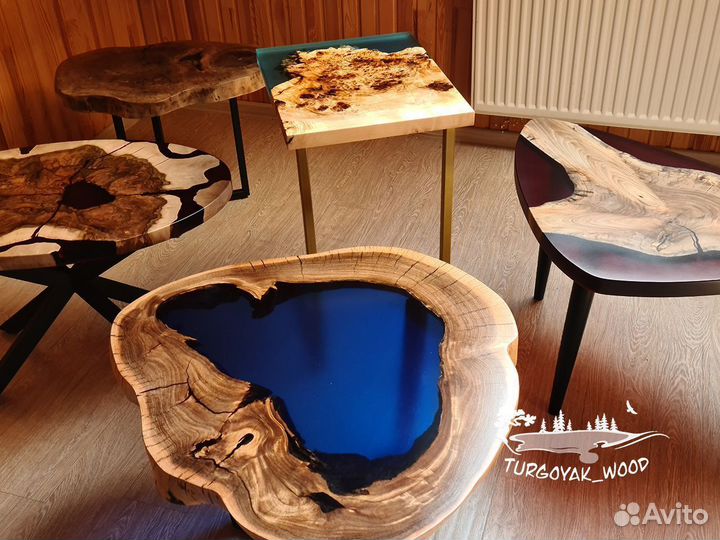 Журнальные столики из слэбов и эпоксидной смолы