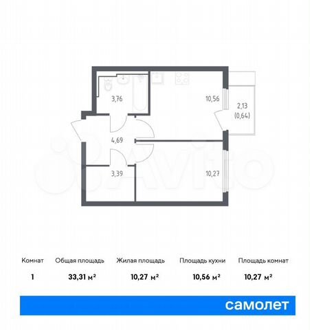 1-к. квартира, 33,3 м², 11/14 эт.