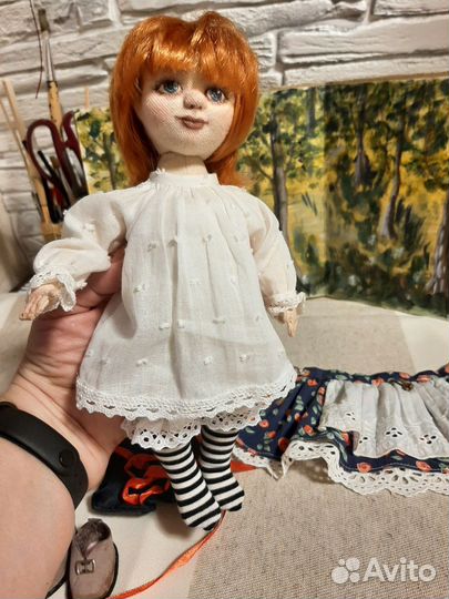 Кукла ручной работы, текстильная, 25см