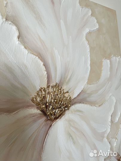 Большая картина с объемными цветами