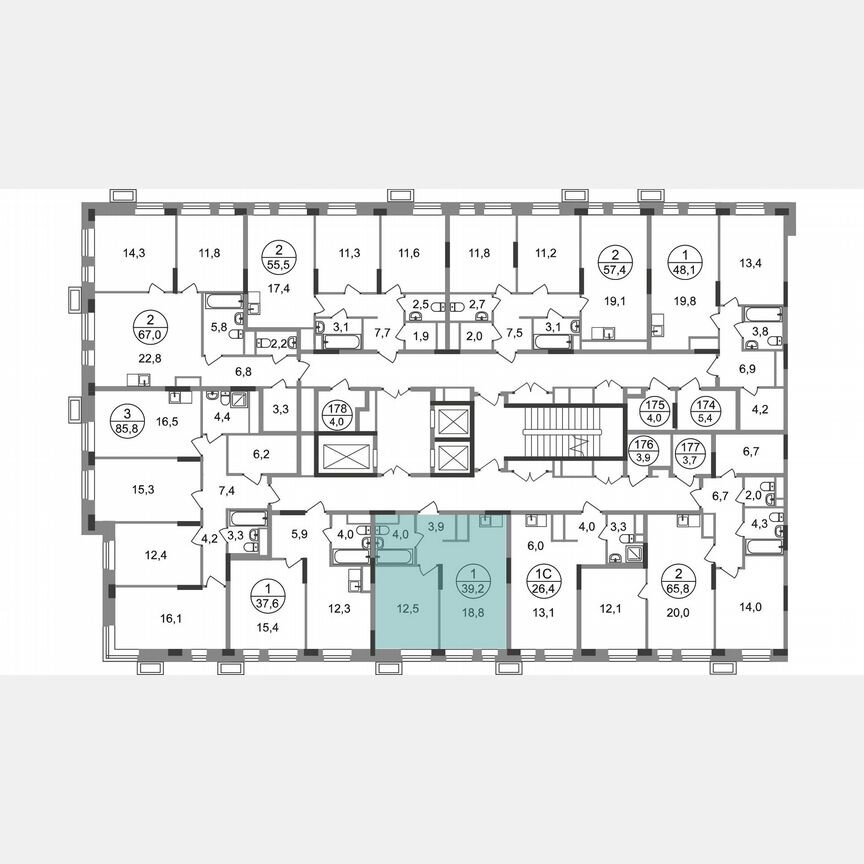 1-к. квартира, 39,2 м², 17/19 эт.