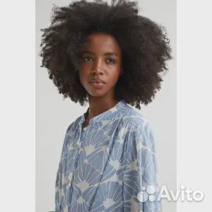 Платье-рубашка до середины икры H&M, голубой/ракуш