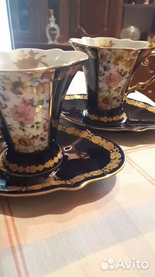 Чашка с блюдцем синий кобальт набор 2 шт