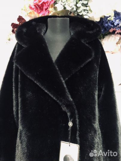 Шуба норковая черная (экомех) Vip