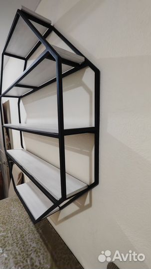 Стеллаж настенный, восьмигранный в стиле лофт