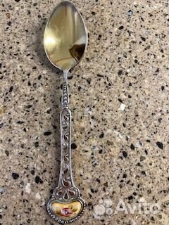 Ложка чайная мельхиор с финифтью золочение СССР