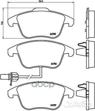 Колодки тормозные audi A4/A5/A6/A7/Q5 07- 1.8-3