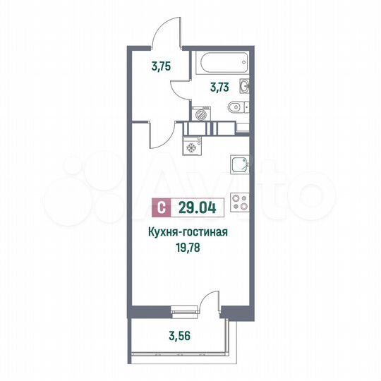 Квартира-студия, 29 м², 6/16 эт.