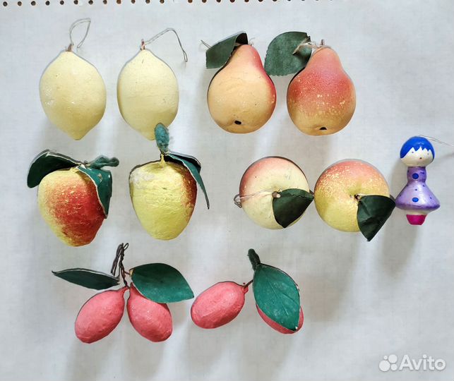 Елочные игрушки СССР, картонаж и ватные