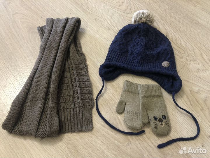 Шапка 48-50+шарф+варежки