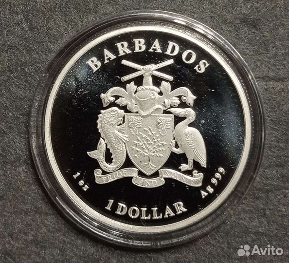Монета Барбадос 2022 Пеликан Серебро