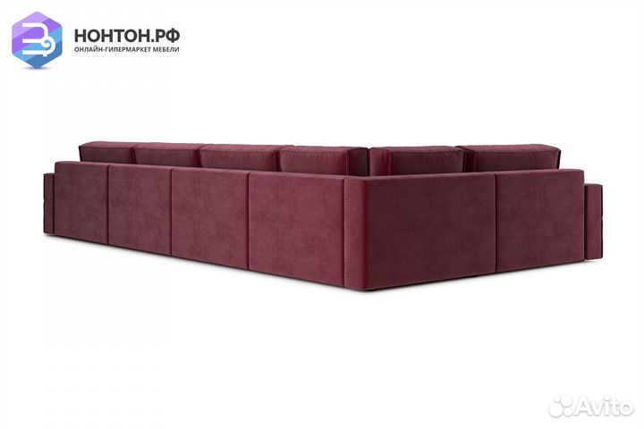 Диван п-образный тик-так Сохо бордовый