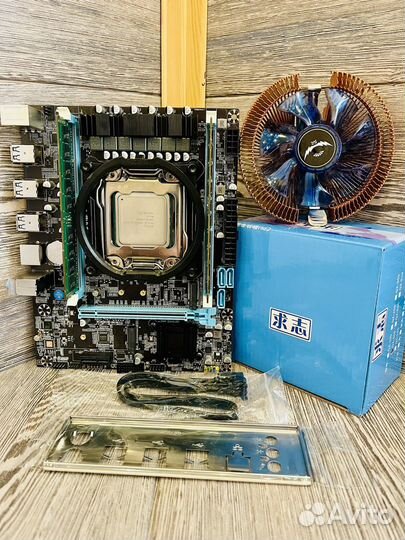 Комплект x79 lga 2011 intel Xeon 2630v2 16gb Кулер