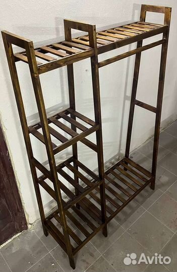 Вешалка стеллаж напольная, деревянная