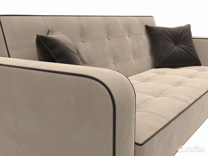 Диван-книжка Тур, велюр, бежевый, коричневый, коричневый