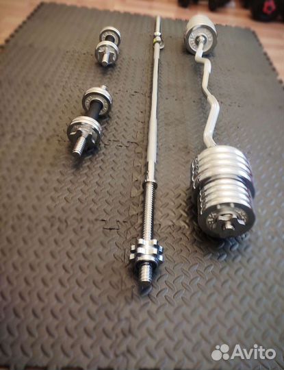 Штанга + гантели с грифом (хром) 40 кг