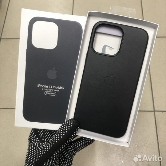 Чехол на iPhone 14 Pro Max MagSafe Leather чёрный