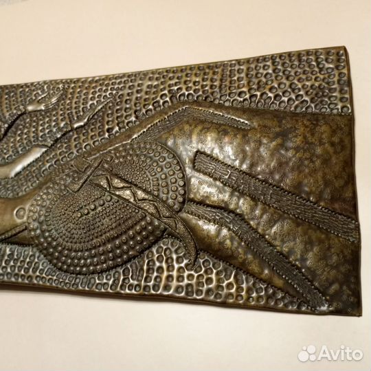 Панно чеканка Воин с соколом Жрец СССР