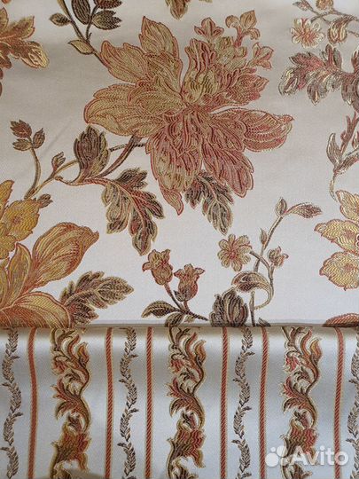 Ткань жаккардовая Цветы беж
