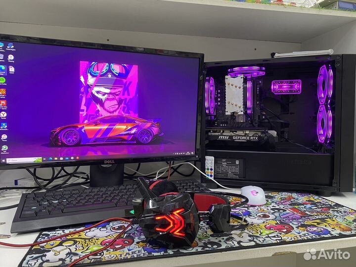 Мощный игровой компьютер с монитором