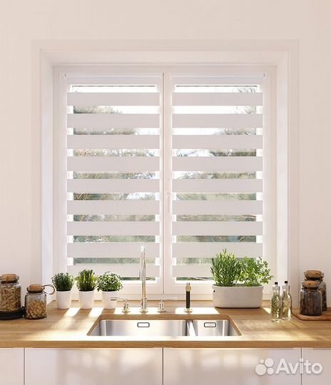 Штора рулонная День-Ночь 140x160 снежно-белый;