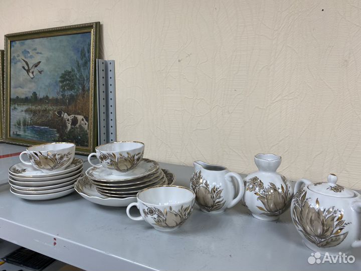 Фарфоровый сервиз лфз СССР блюдо чашка чайный