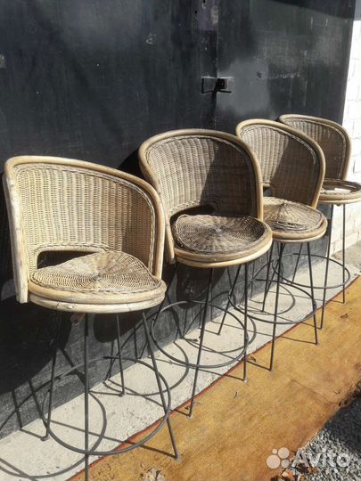 Стулья барные. Ротанг. Винтаж