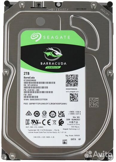 Жесткий диск Seagate Barracuda ST2000DM008, 2тб