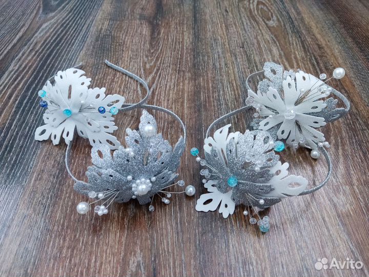 Ободок Снежинка для Снегурочки/Снежинки бусины