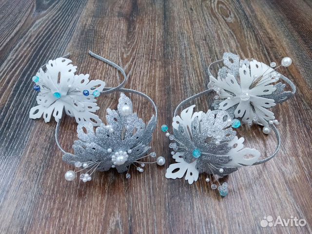 Ободок Снежинка для Снегурочки/Снежинки бусины