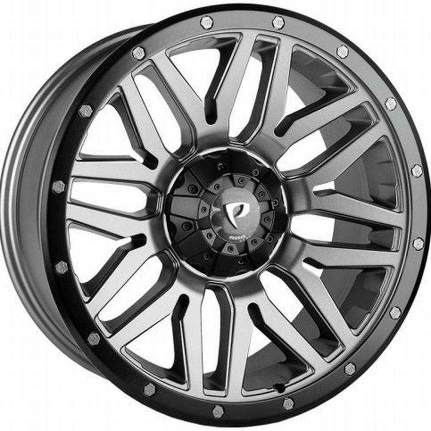 Powcan Y5369 : 9x18 5*127 Et:15 Dia:77,8 Matt grey with matt black lip