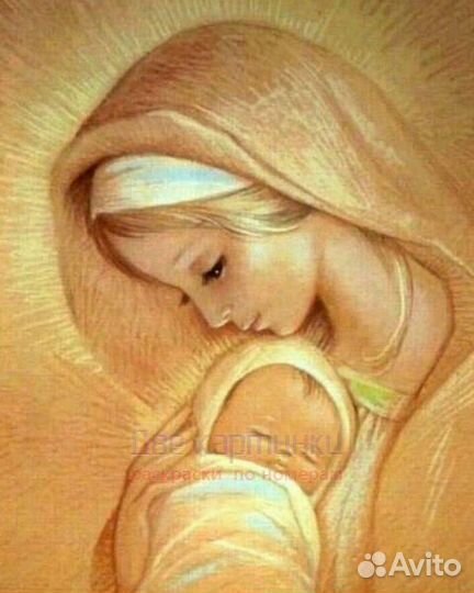 Картина по номерам 40x50 Мать с младенцем на руках