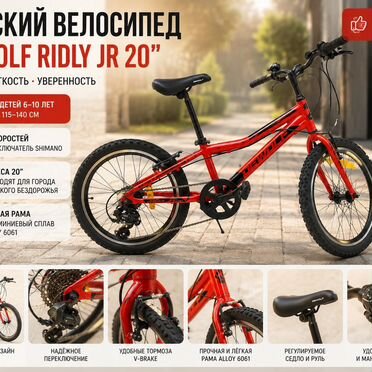 Велосипед детский dewolf ridly JR 20
