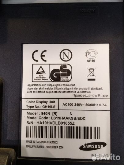 Монитор samsung syncmaster 940n