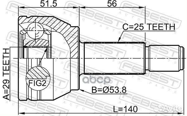 Шрус наружный 29x53.8x25 mazda 2 DE 2007-2014 0