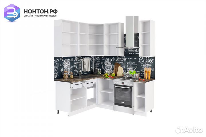 Кухня угловая Нувель 1.6 на 1.4 м бетон коричневый