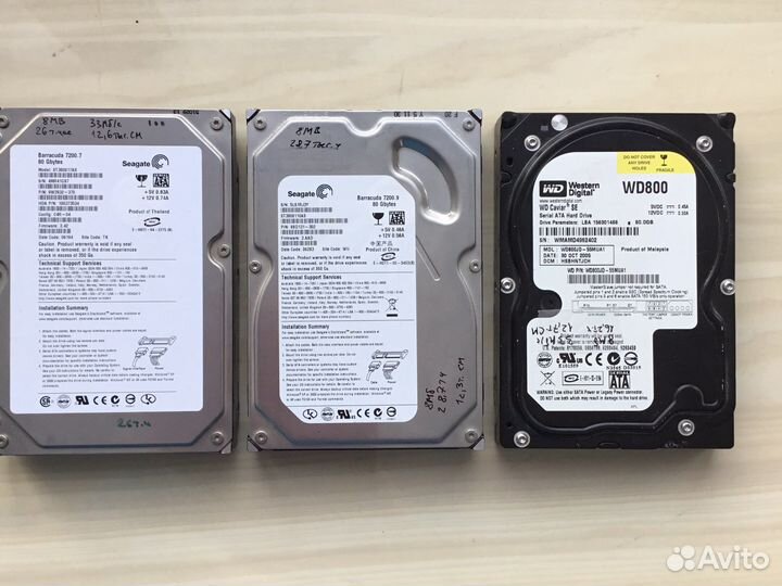 HDD от 80gb до 1Tb SATA 2.5-3.5