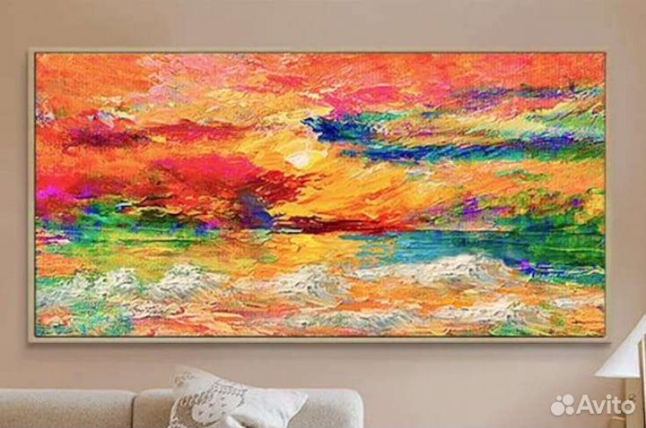 Яркая картина маслом восход