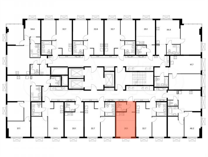 Квартира-студия, 20,1 м², 10/19 эт.