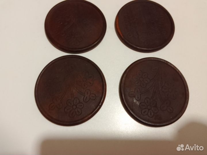 Деревянные подставки для кружки 4 шт