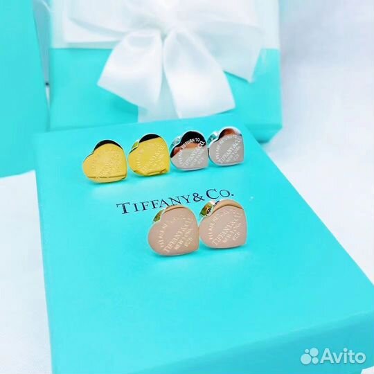 Серьги сердечки Tiffany
